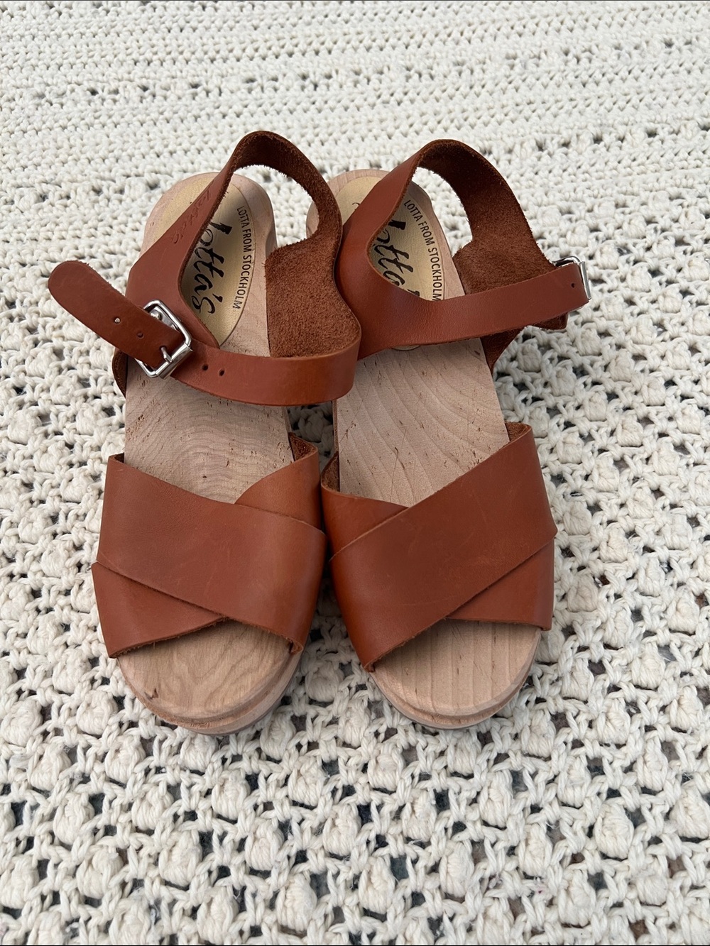 Lotta from Stockholm open toed brown leather clogs. Sz 8/38 LN